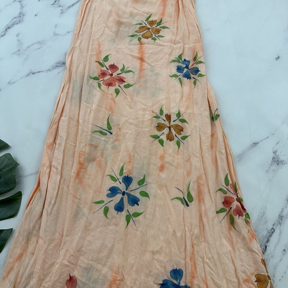 AT Moda Estate Womens Vintage 90s Slip Maxi Dress Size M Peach Orange Floral - Picture 3 of 10